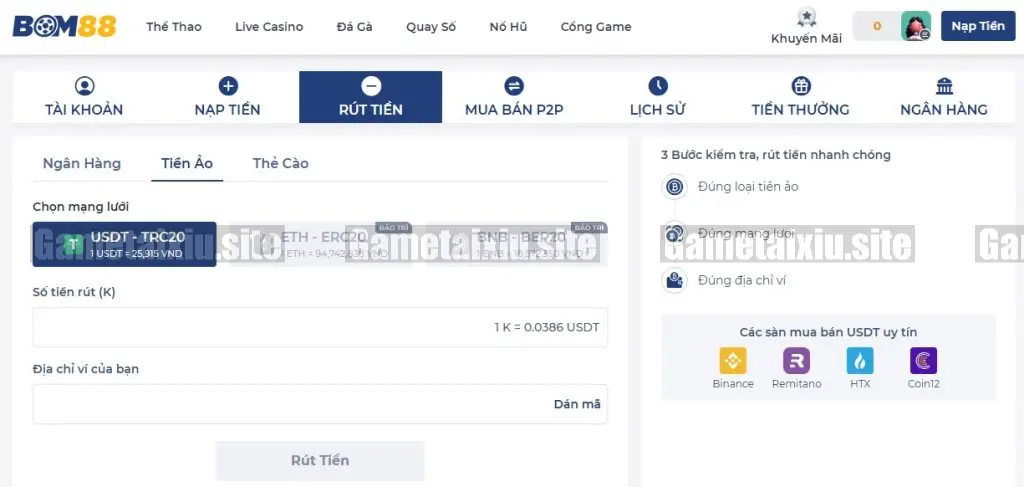 Cách nạp tiền và bắt đầu chơi Tài Xỉu tại BOM88 một cách tối ưu